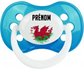 Drapeau effet pinceau Pays de Galles avec prénom Sucette Anatomique Cyan classique