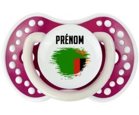 Drapeau effet pinceau Zambie avec prénom Sucette LOVI Dynamic Fuchsia phosphorescente