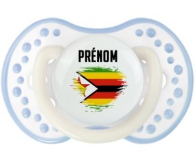 Drapeau effet pinceau Zimbabwe avec prénom Sucette LOVI Dynamic Blanc-cyan classique