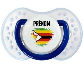 Drapeau effet pinceau Zimbabwe avec prénom Sucette LOVI Dynamic Marine-blanc-bleu classique