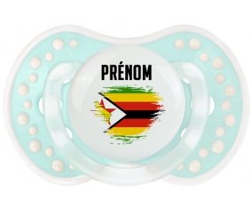 Drapeau effet pinceau Zimbabwe avec prénom Sucette LOVI Dynamic Retro-turquoise-lagon classique
