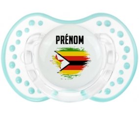 Drapeau effet pinceau Zimbabwe avec prénom Sucette LOVI Dynamic Retro-blanc-lagon classique