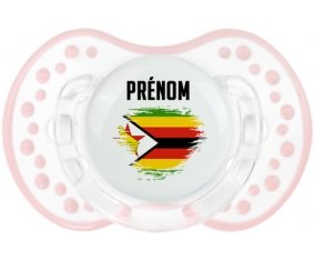 Drapeau effet pinceau Zimbabwe avec prénom Sucette LOVI Dynamic Retro-blanc-rose-tendre classique