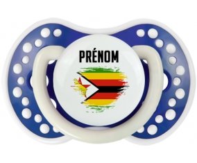 Drapeau effet pinceau Zimbabwe avec prénom Sucette LOVI Dynamic Bleu-marine phosphorescente