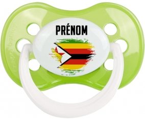 Drapeau effet pinceau Zimbabwe avec prénom Sucette Anatomique Vert classique