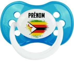 Drapeau effet pinceau Zimbabwe avec prénom Sucette Anatomique Cyan classique