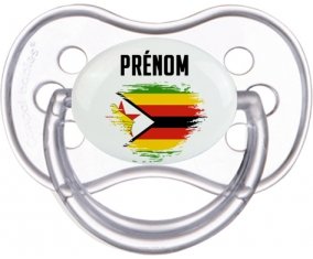 Drapeau effet pinceau Zimbabwe avec prénom Sucette Anatomique Transparente classique