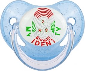 Empreinte My Identity Burundi Tétine Physiologique Bleue à paillette