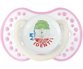 Empreinte My Identity Guinée Équatoriale Sucette LOVI Dynamic Blanc-rose phosphorescente