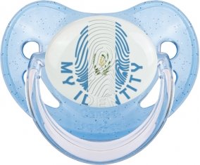 Empreinte My Identity Guatemala Tétine Physiologique Bleue à paillette