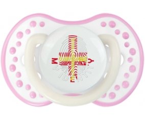Empreinte My Identity Guernesey Tétine LOVI Dynamic Blanc-rose phosphorescente