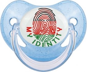 Empreinte My Identity Malawi Tétine Physiologique Bleue à paillette