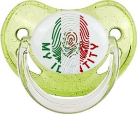 Empreinte My Identity Mexique Sucette Physiologique Vert à paillette
