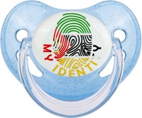 Empreinte My Identity Mozambique Tétine Physiologique Bleue à paillette