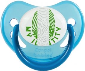 Empreinte My Identity Nigeria Sucette Physiologique Bleue phosphorescente