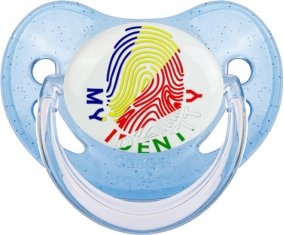 Empreinte My Identity les Seychelles Tétine Physiologique Bleue à paillette