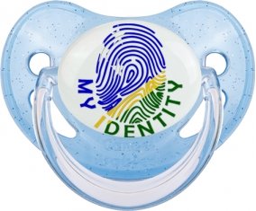 Empreinte My Identity îles Salomon Sucette Physiologique Bleue à paillette