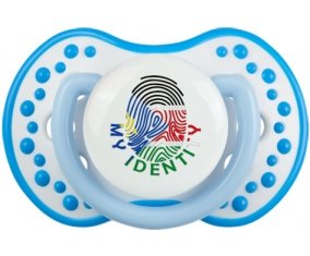 Empreinte My Identity Soudan du sud Sucette LOVI Dynamic Blanc-bleu phosphorescente