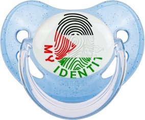 Empreinte My Identity État de Palestine Sucette Physiologique Bleue à paillette