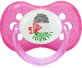 Empreinte My Identity État de Palestine Sucette Cerise Rose à paillette