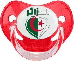 Algérie en arabe + cœur Sucette Physiologique Rouge à paillette