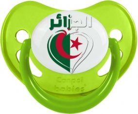 Algérie en arabe + cœur Sucette Physiologique Vert phosphorescente