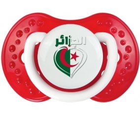 Algérie en arabe + cœur Sucette LOVI Dynamic Blanc-rouge classique