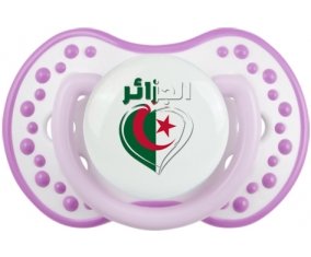 Algérie en arabe + cœur Sucette LOVI Dynamic Blanc-mauve classique