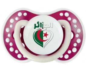 Algérie en arabe + cœur Sucette LOVI Dynamic Fuchsia phosphorescente