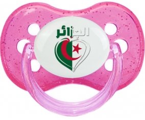 Algérie en arabe + cœur Sucette Cerise Rose à paillette