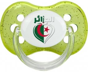 Algérie en arabe + cœur Sucette Cerise Vert à paillette
