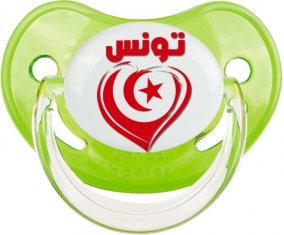 Tunisie en arabe + cœur Sucette Physiologique Vert classique