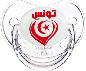 Tunisie en arabe + cœur Sucette Physiologique Transparent classique