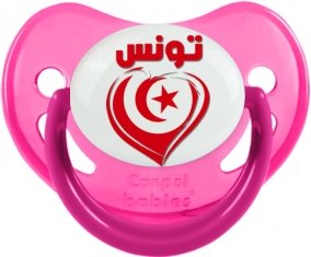 Tunisie en arabe + cœur Sucette Physiologique Rose phosphorescente