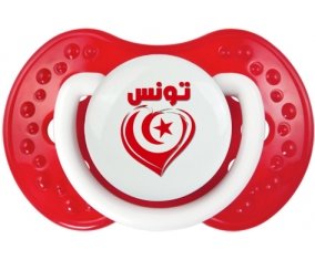 Tunisie en arabe + cœur Sucette LOVI Dynamic Blanc-rouge classique