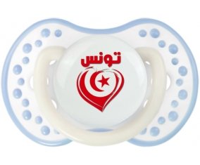 Tunisie en arabe + cœur Sucette LOVI Dynamic Blanc-cyan classique
