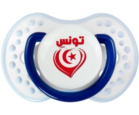 Tunisie en arabe + cœur Sucette LOVI Dynamic Marine-blanc-bleu classique