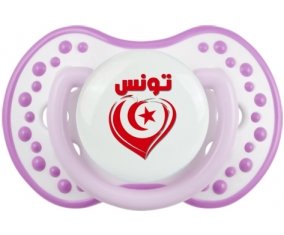 Tunisie en arabe + cœur Sucette LOVI Dynamic Blanc-mauve classique