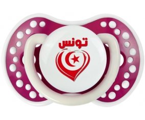 Tunisie en arabe + cœur Sucette LOVI Dynamic Fuchsia phosphorescente