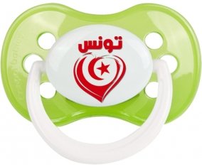 Tunisie en arabe + cœur Sucette Anatomique Vert classique