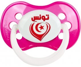 Tunisie en arabe + cœur Sucette Anatomique Rose foncé classique