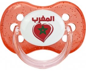 Maroc en arabe + cœur Sucete Cerise Rouge à paillette