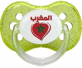 Maroc en arabe + cœur Sucete Cerise Vert à paillette