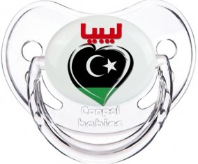 Libye en arabe + cœur Sucette Physiologique Transparent classique