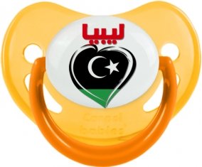 Libye en arabe + cœur Sucette Physiologique Jaune phosphorescente