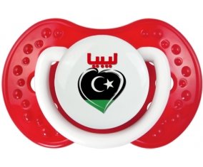 Libye en arabe + cœur Sucette LOVI Dynamic Blanc-rouge classique