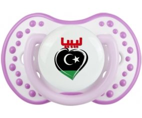 Libye en arabe + cœur Sucette LOVI Dynamic Blanc-mauve classique