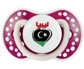 Libye en arabe + cœur Sucette LOVI Dynamic Fuchsia phosphorescente