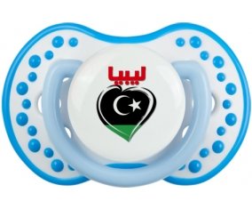 Libye en arabe + cœur Sucette LOVI Dynamic Blanc-bleu phosphorescente