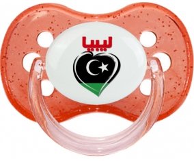 Libye en arabe + cœur Sucette Cerise Rouge à paillette